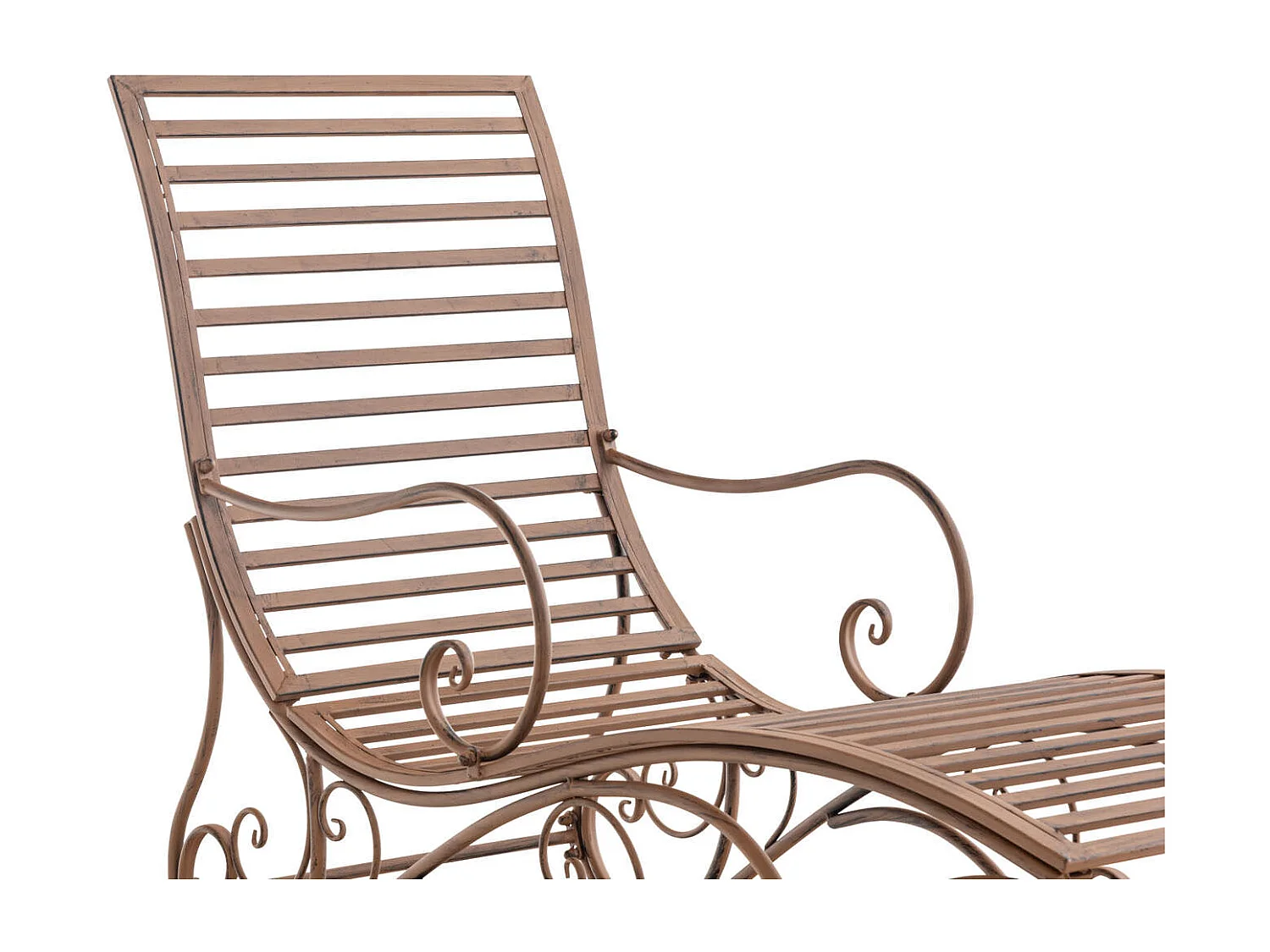 Tumbona silla de jardín estilo rústico en metal marrón envejecido M10_004841