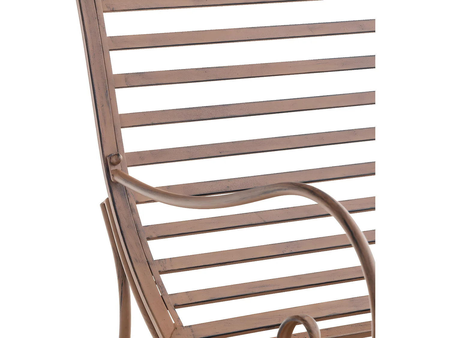 Tumbona silla de jardín estilo rústico en metal marrón envejecido M10_004841