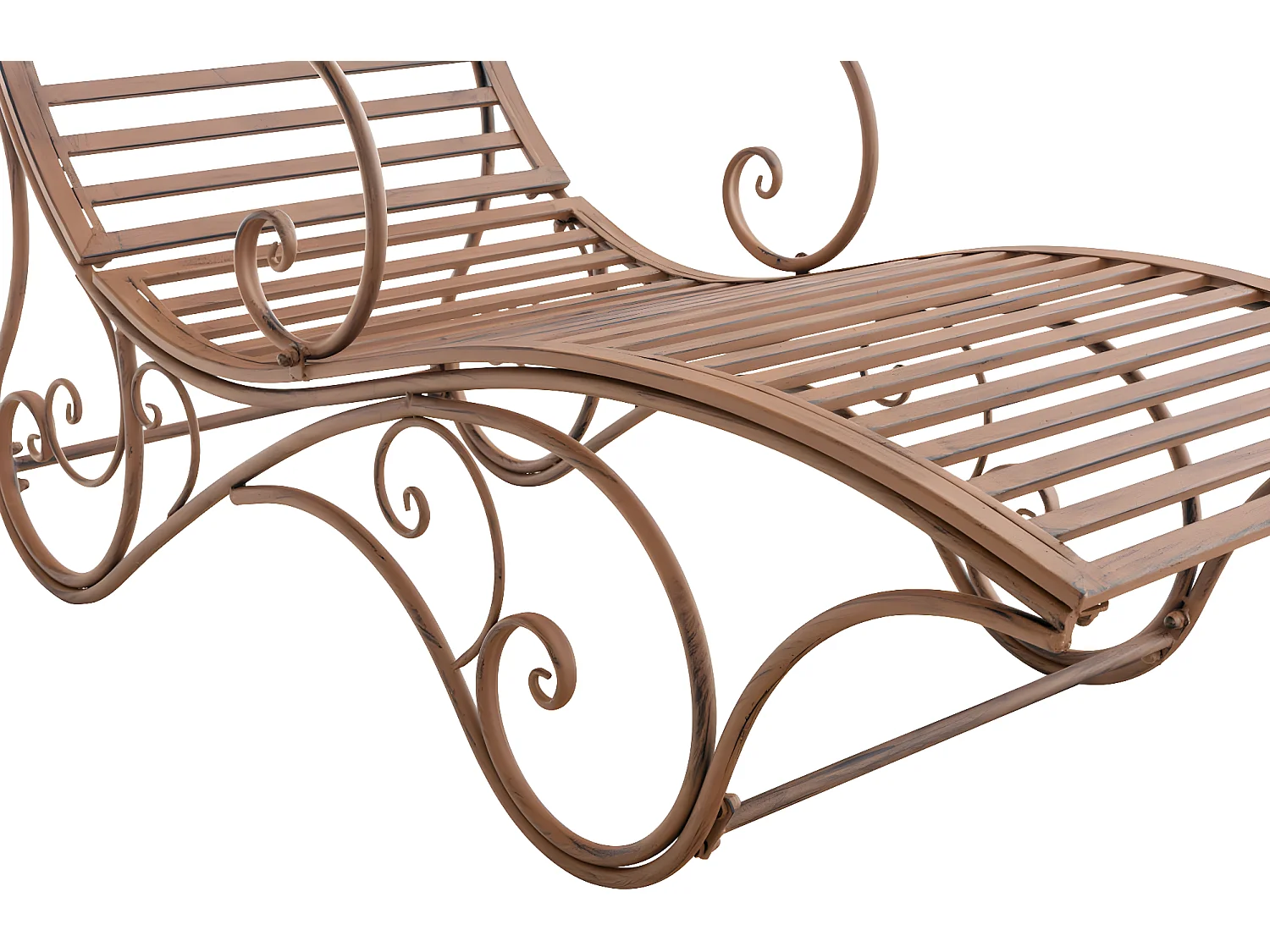 Tumbona silla de jardín estilo rústico en metal marrón envejecido M10_004841
