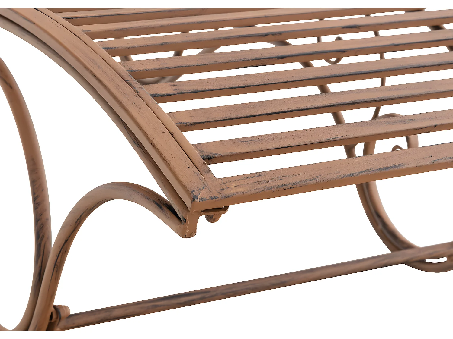 Tumbona silla de jardín estilo rústico en metal marrón envejecido M10_004841