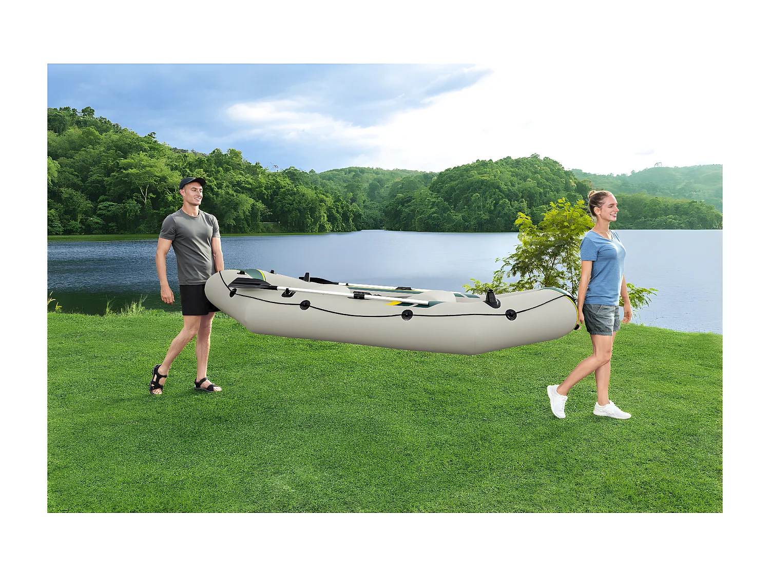 Bestway Bateau raft gonflable 3 places ranger elite 2,95 m - 65160