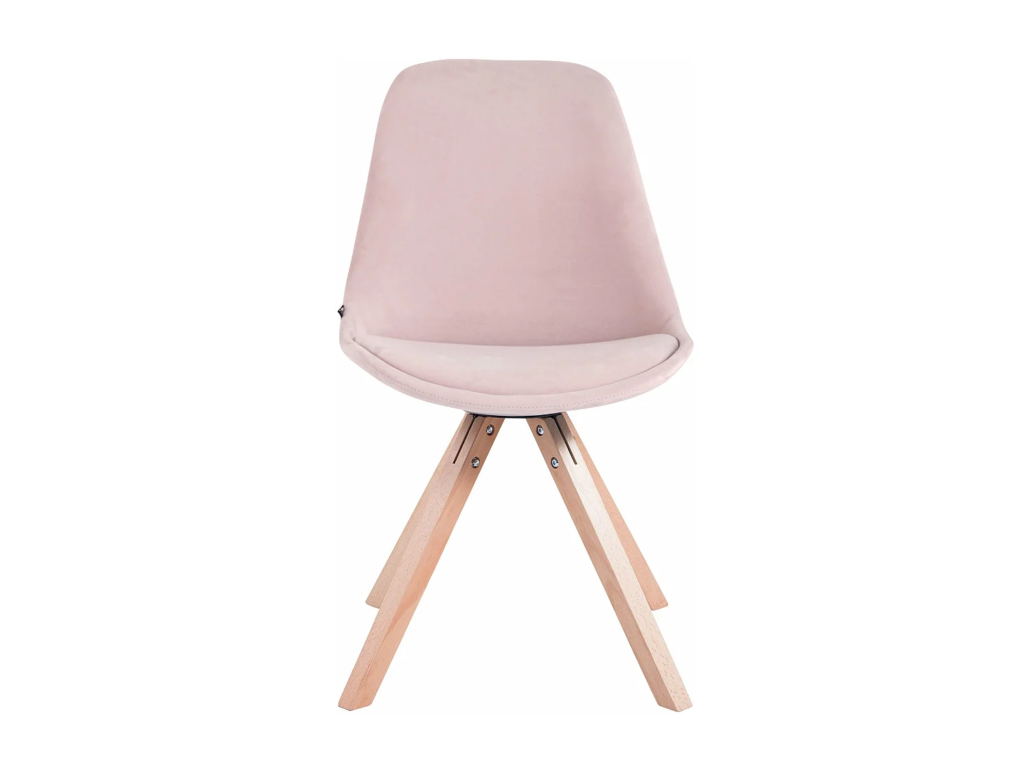 Juego de 4 sillas de comedor estilo escandinavo terciopelo rosado pie cuadrado madera clara M10_001802