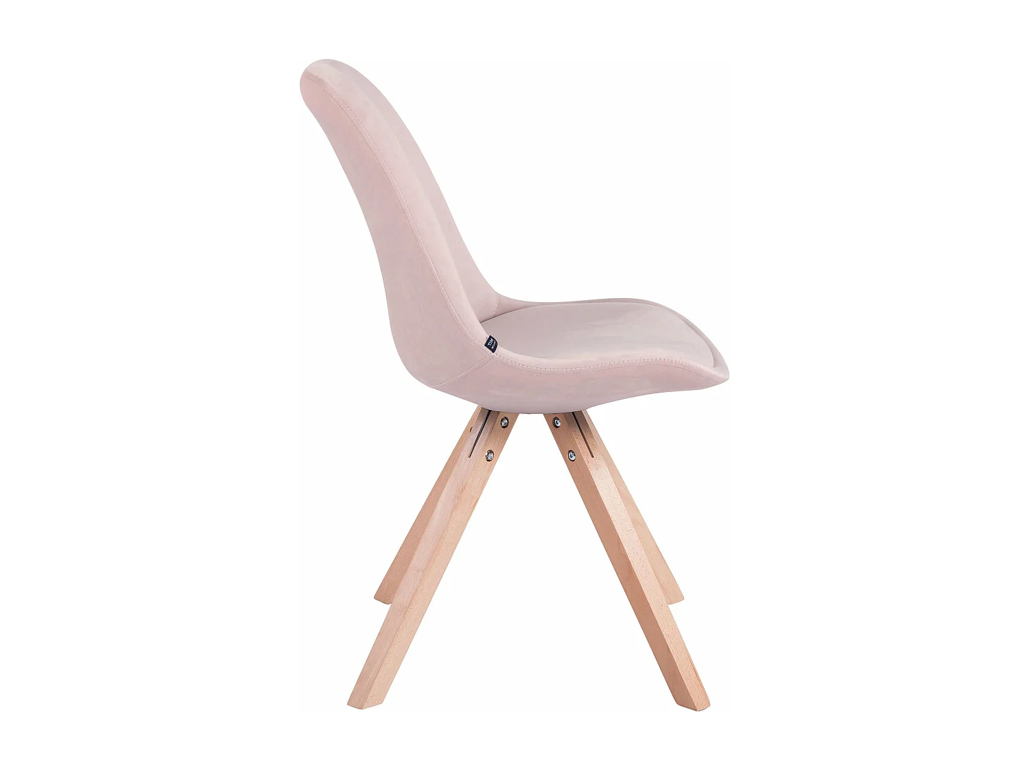 Juego de 4 sillas de comedor estilo escandinavo terciopelo rosado pie cuadrado madera clara M10_001802