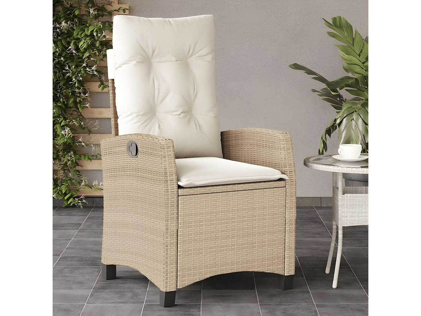Set 2 Sedie Reclinabili Da Giardino Grigio Chiaro Con Poggiapiedi - Poltrone Esterne In Rattan - Foto 10