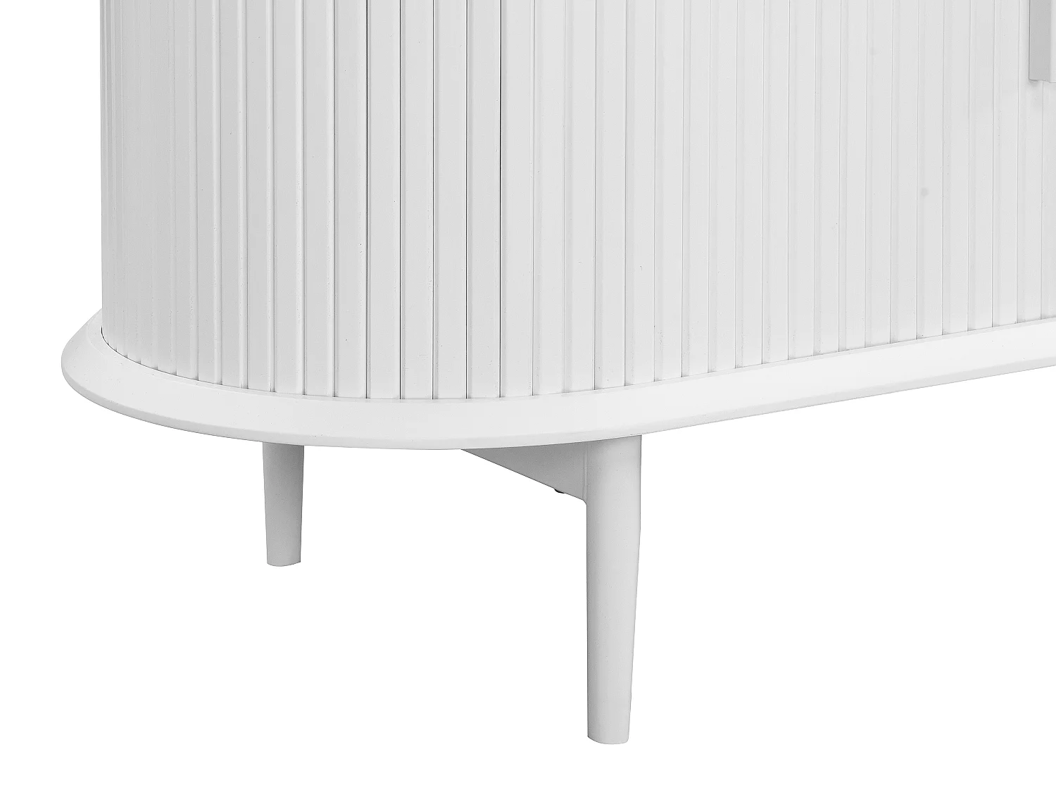 Meuble TV avec 2 portes coulissantes, 1 tiroir et 1 niche en MDF - Blanc et naturel - VELURANI