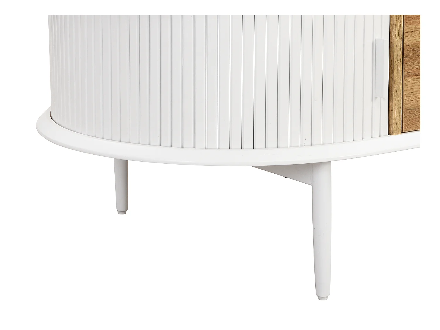 Mesa de centro con 2 puertas correderas y 1 cajón de MDF - Blanco y natural - VELURANI