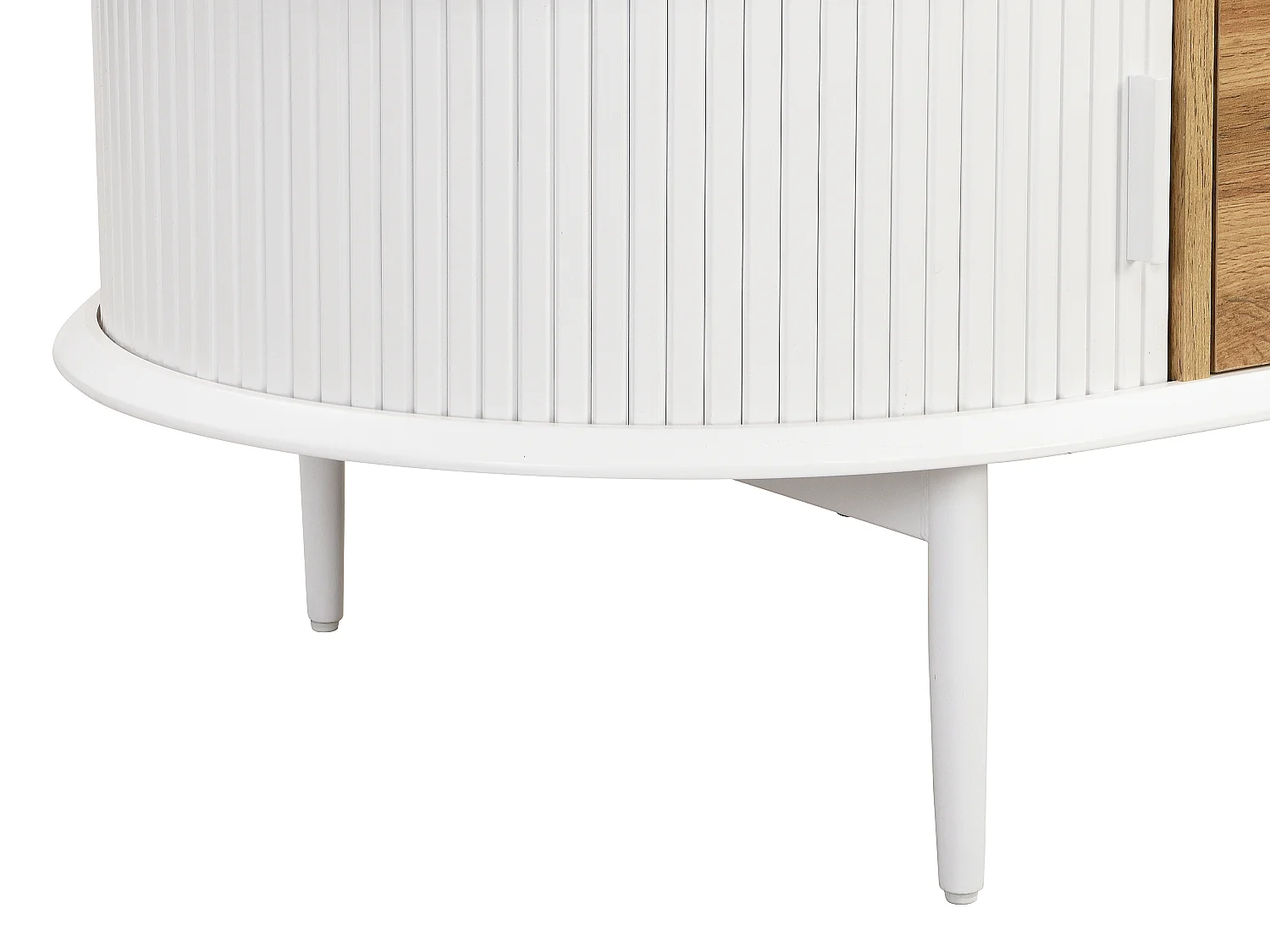 Table basse avec 2 portes coulissantes et 1 tiroir en MDF - Blanc et naturel - VELURANI