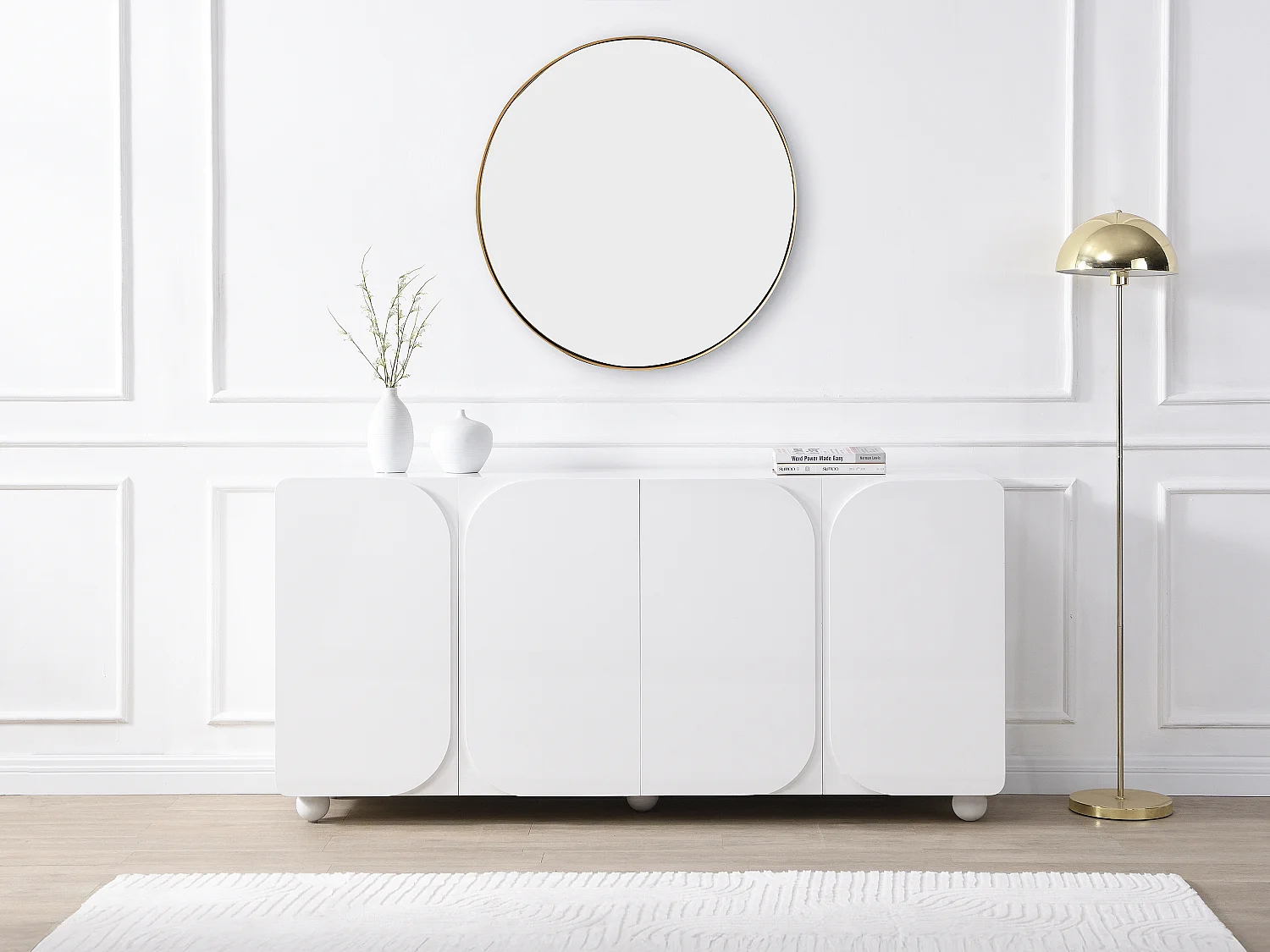 Buffet avec 4 portes en MDF - Blanc - YELDINIA