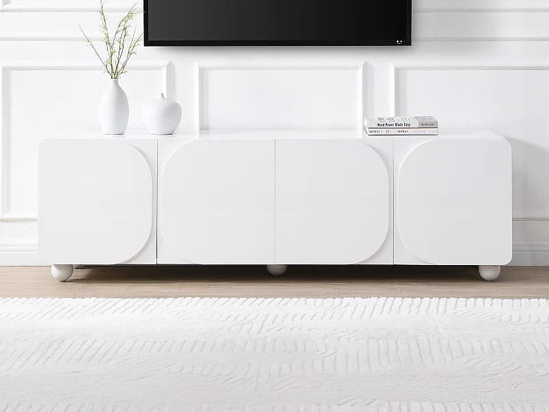 Móvel de TV com 4 portas em MDF branco - YELDINIA