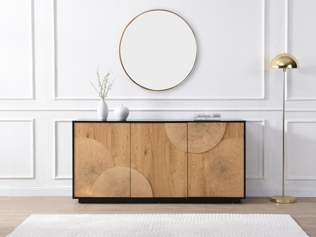Sideboard mit 3 Türen - MDF - Holzfarben & Schwarz - YASMELIA günstig online kaufen
