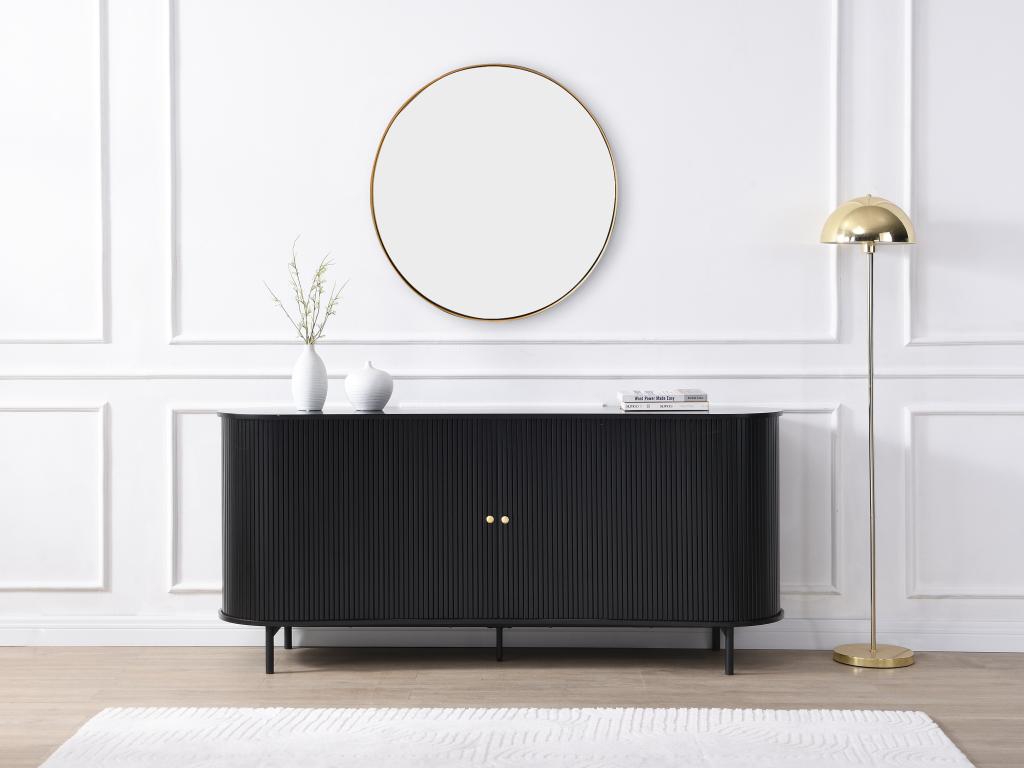 Sideboard mit 2 Schiebetüren - MDF - Schwarz - SEVATO günstig online kaufen