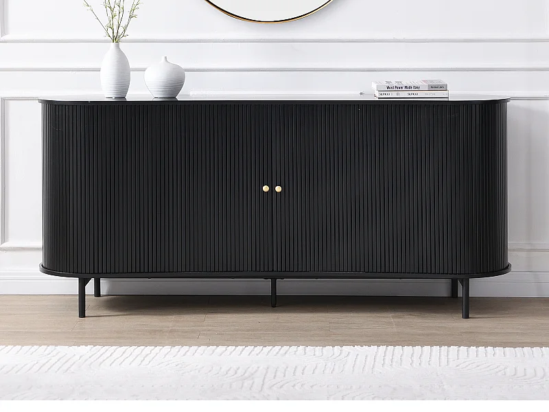 Sideboard mit 2 Schiebetüren - MDF - Schwarz - SEVATO