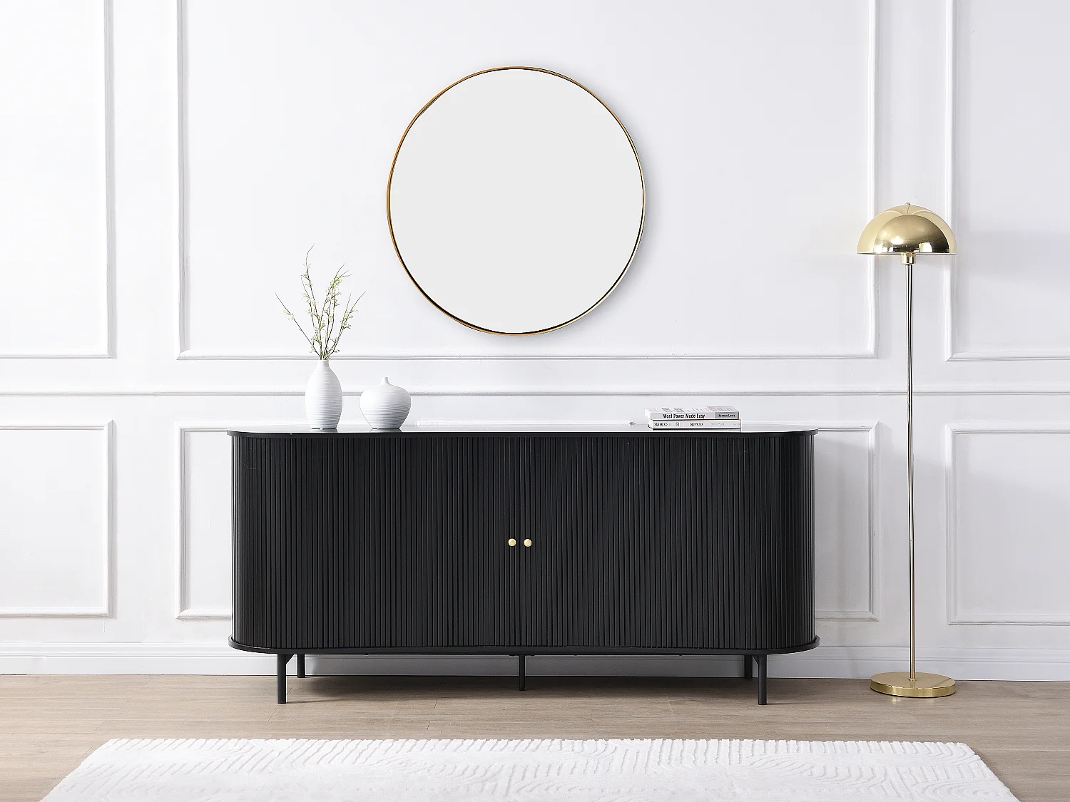 Buffet avec 2 portes coulissantes en MDF - Noir - SEVATO