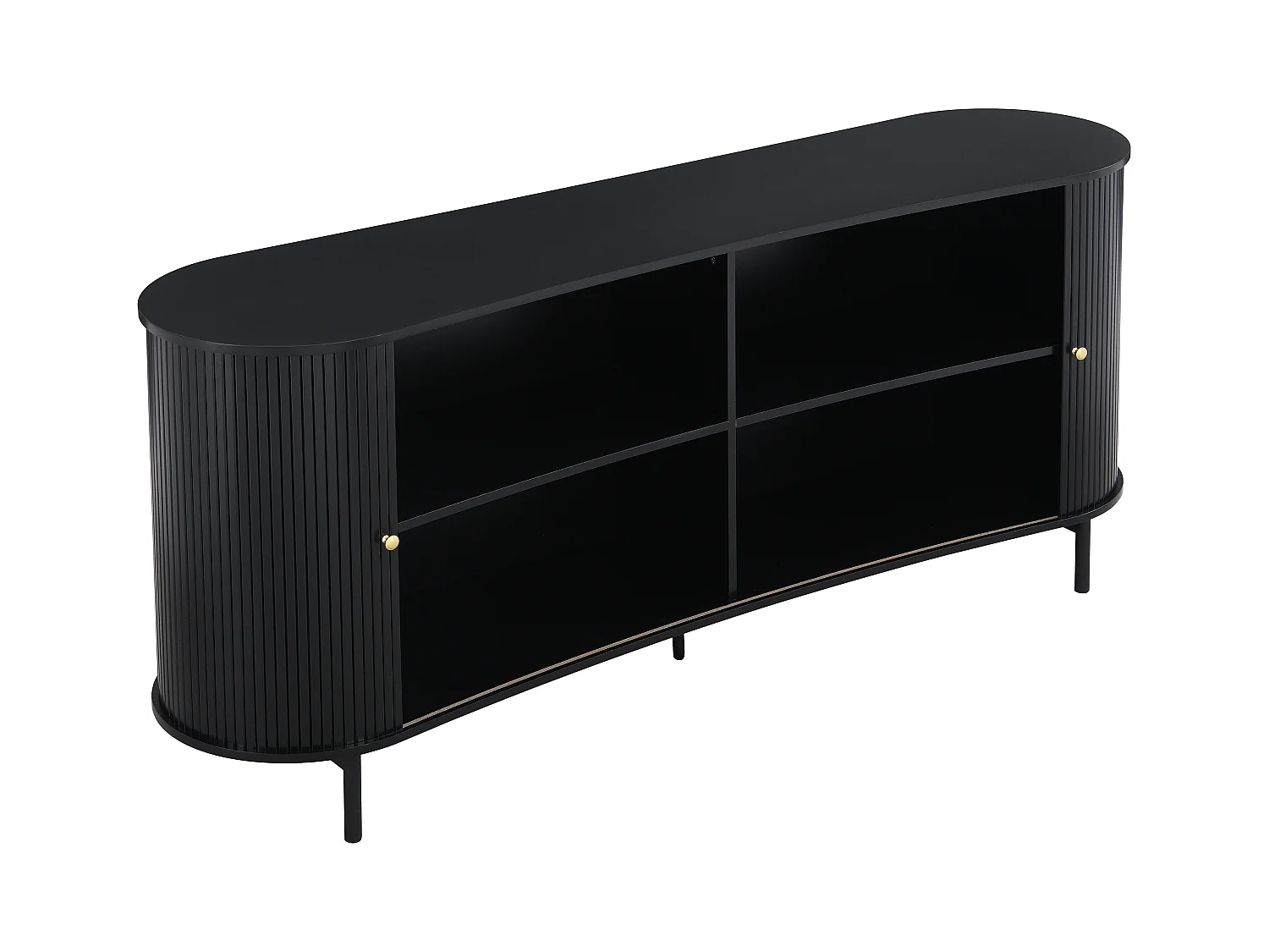 Buffet avec 2 portes coulissantes en MDF - Noir - SEVATO