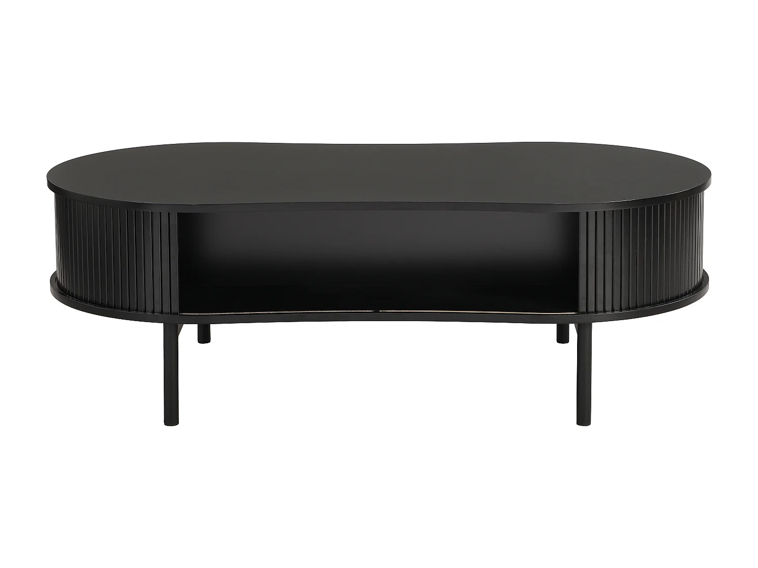 Table basse avec 2 portes coulissantes en MDF - Noir - SEVATO