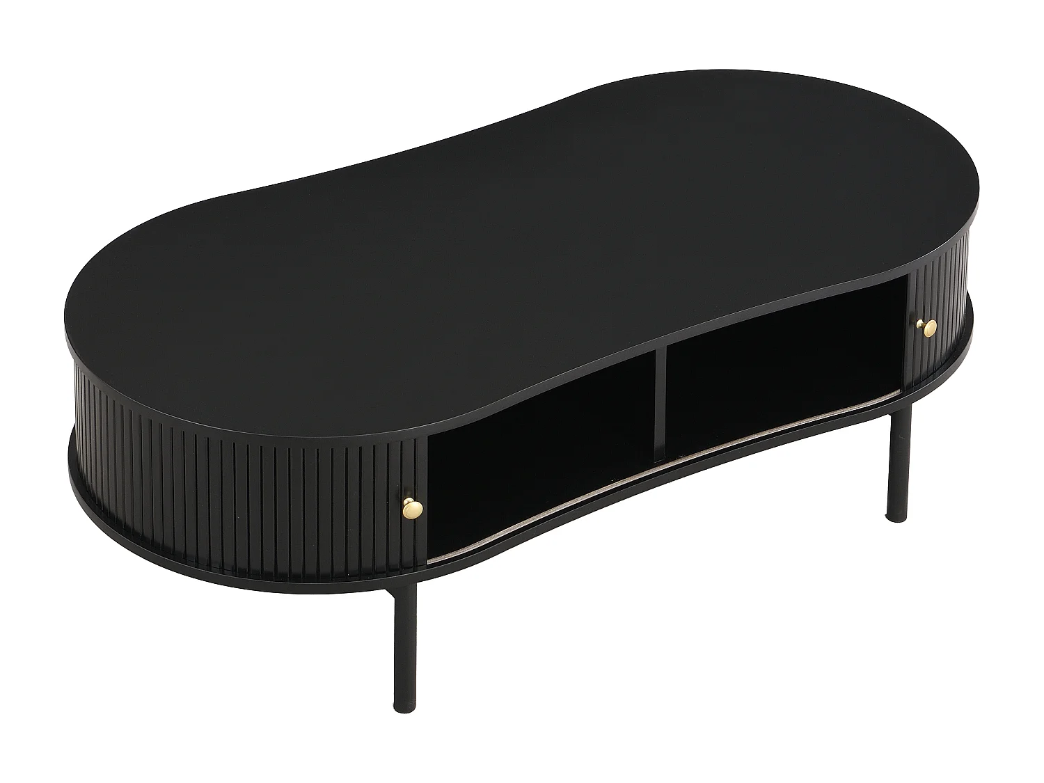 Table basse avec 2 portes coulissantes en MDF - Noir - SEVATO