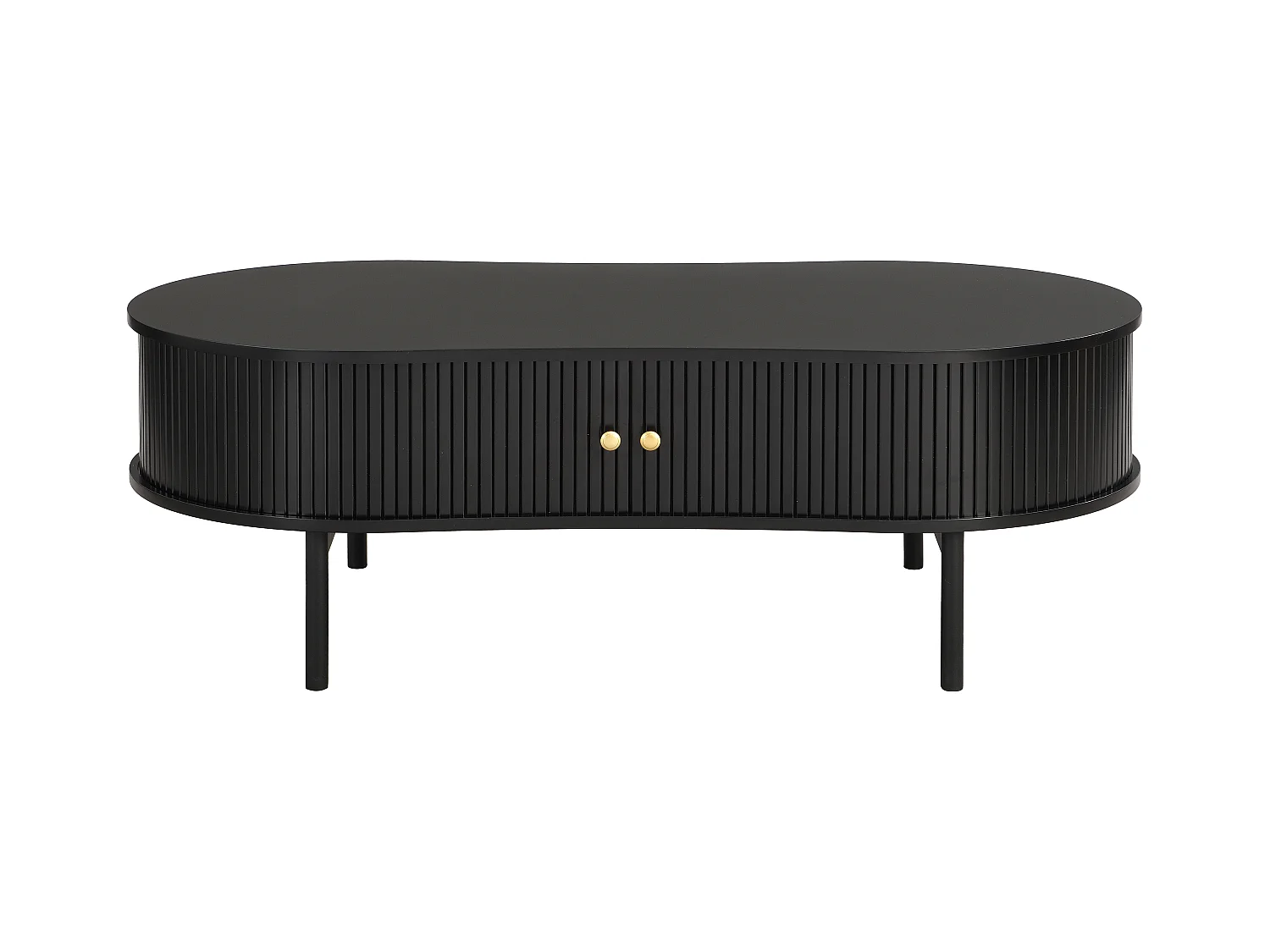 Mesa de centro com 2 portas de correr em MDF preto - SEVATO