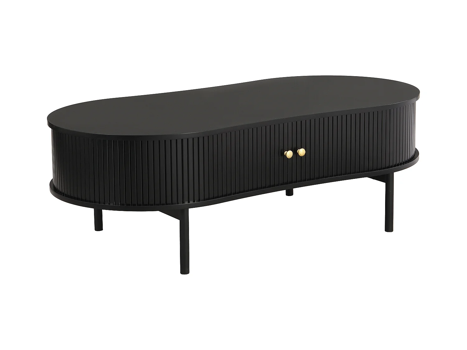 Mesa de centro com 2 portas de correr em MDF preto - SEVATO