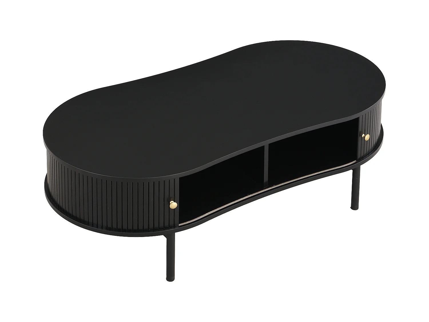 Mesa de centro com 2 portas de correr em MDF preto - SEVATO