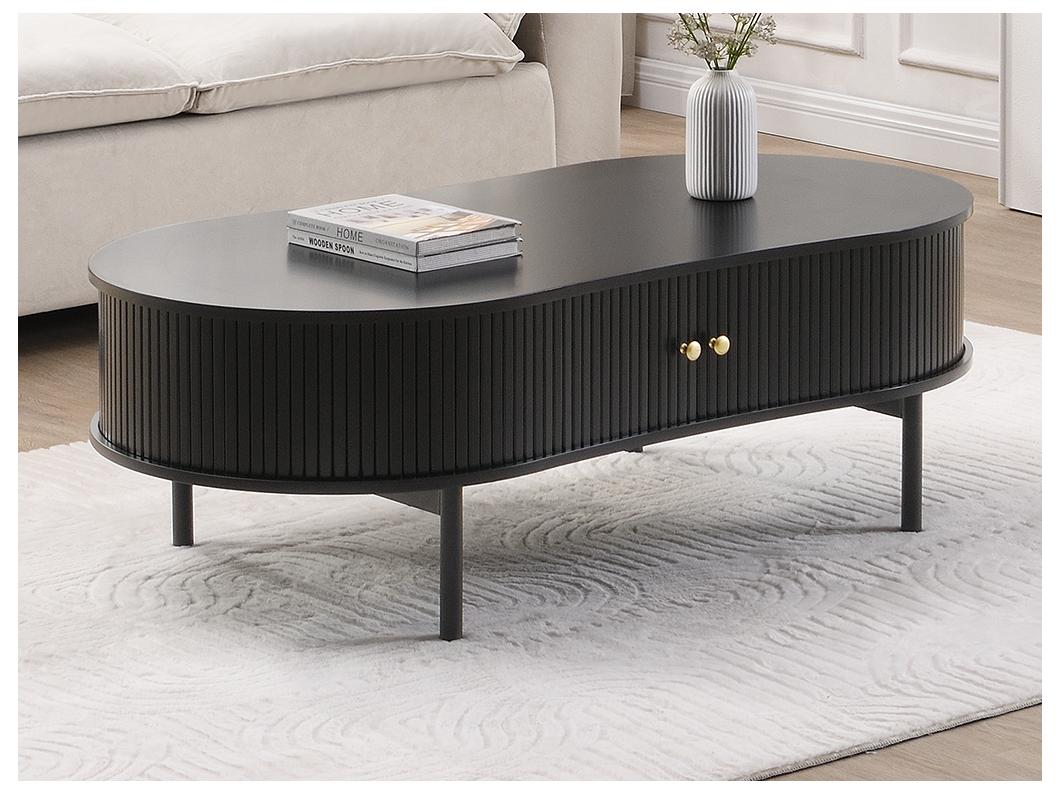 Salontafel met 2 schuifdeuren van mdf - Zwart - SEVATO