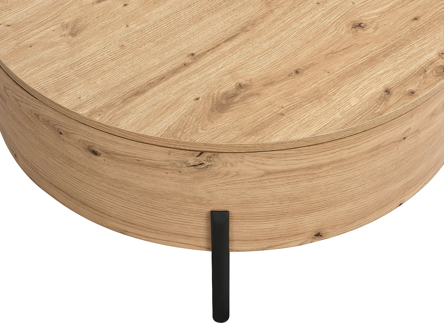 TavoLino con piano girevole e contenitore portaoggetti in MDF Naturale  - YEMELIA