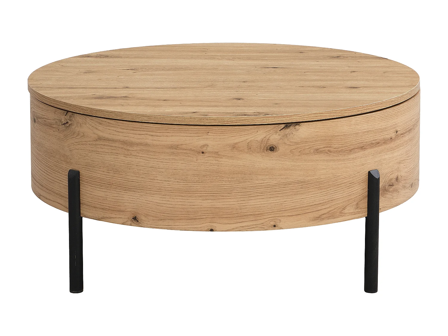 TavoLino con piano girevole e contenitore portaoggetti in MDF Naturale  - YEMELIA