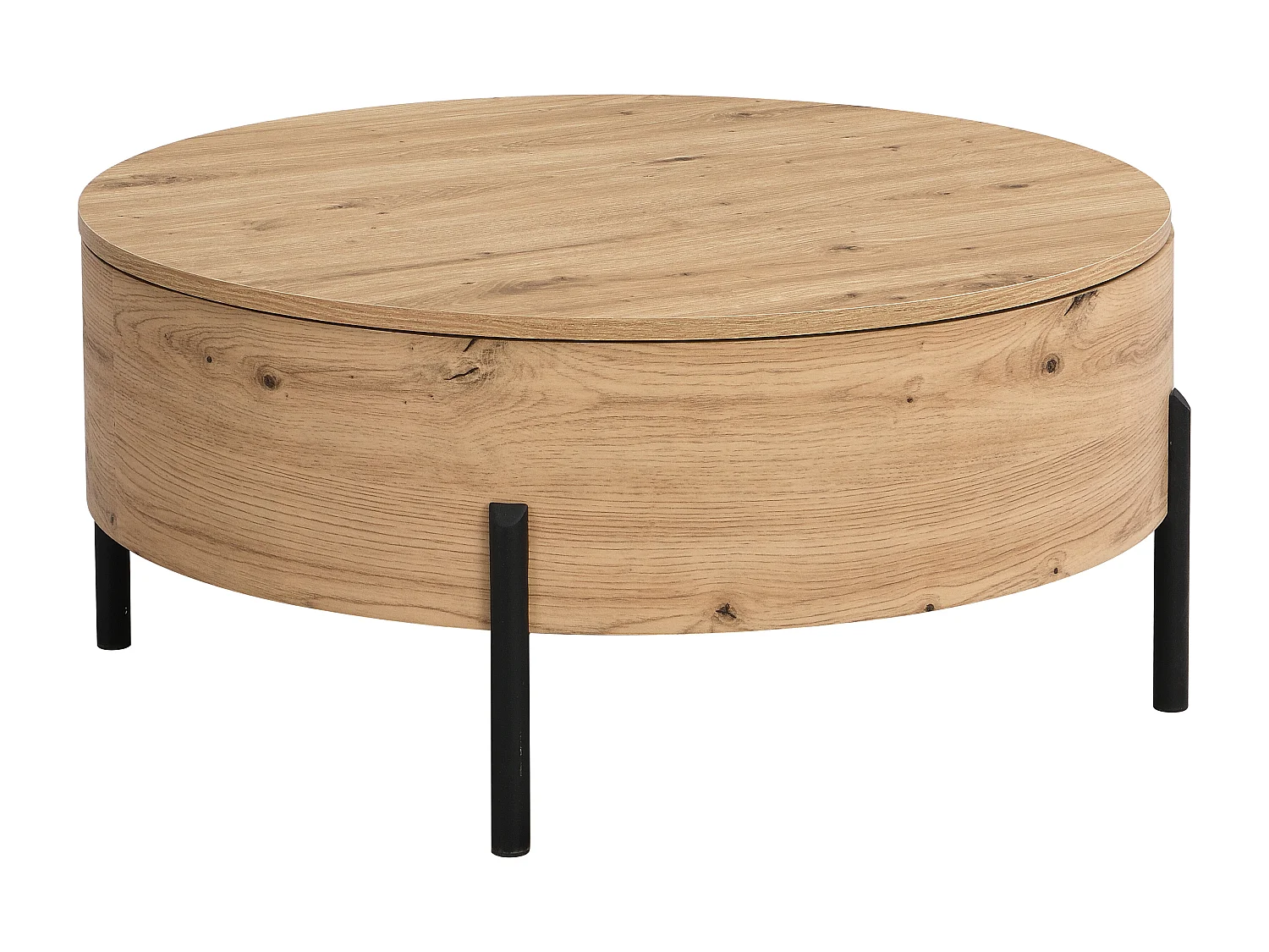 TavoLino con piano girevole e contenitore portaoggetti in MDF Naturale  - YEMELIA