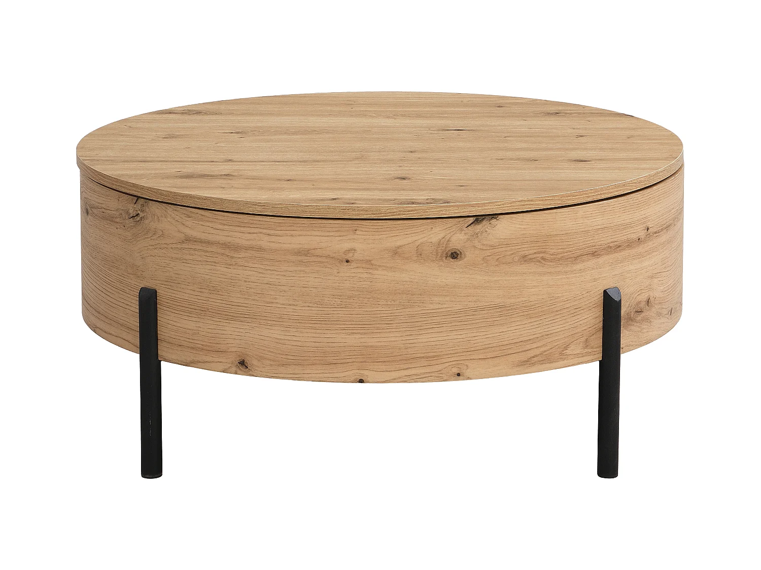 Mesa de centro con tablero giratorio y almacenamiento en MDF - Natural - YEMELIA