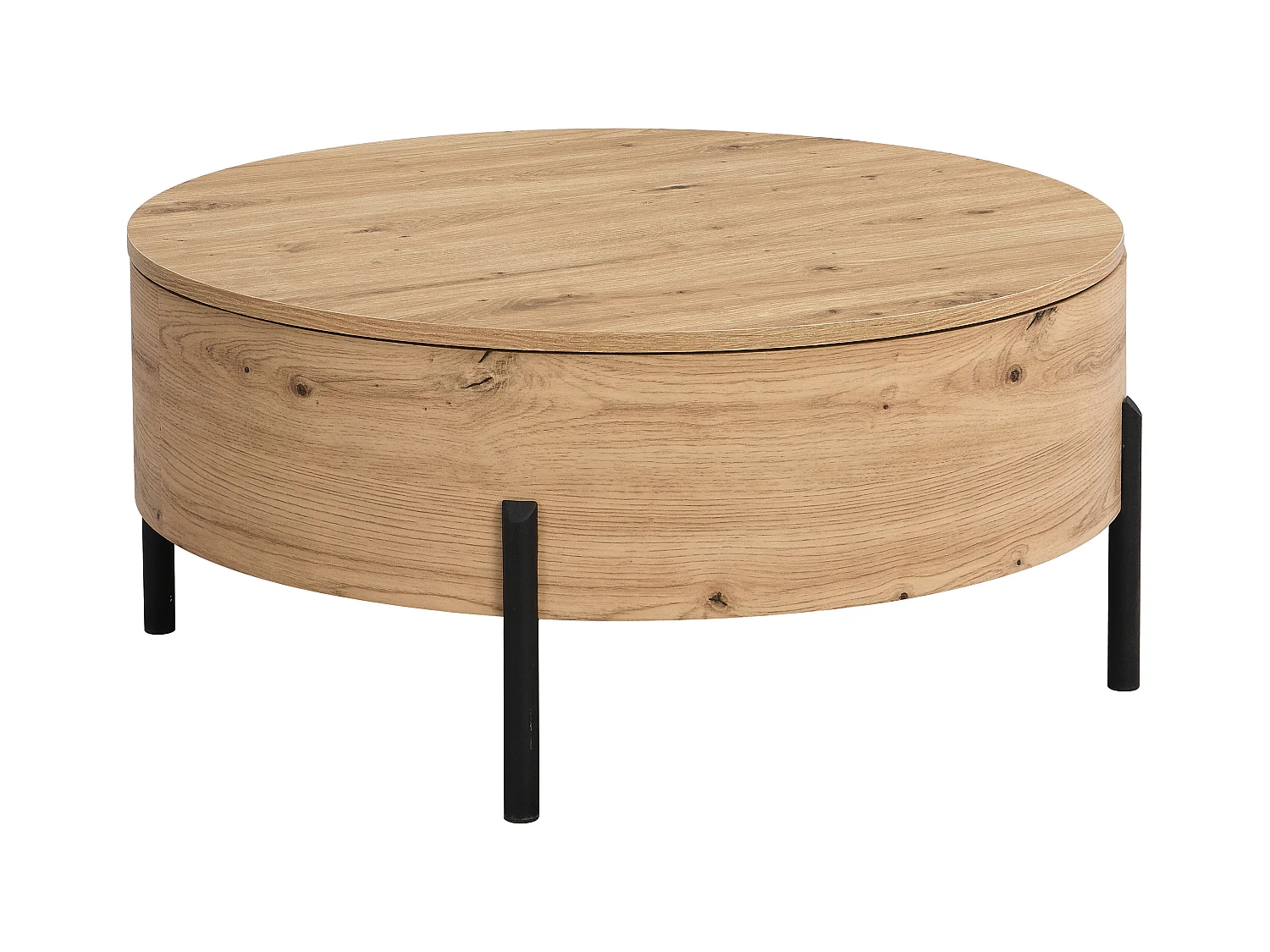 Mesa de centro con tablero giratorio y almacenamiento en MDF - Natural - YEMELIA