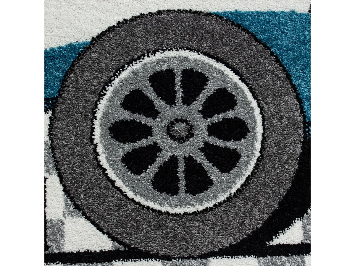 Tapis enfant 160x230 rectangle tissé bleu et gris KID RACE