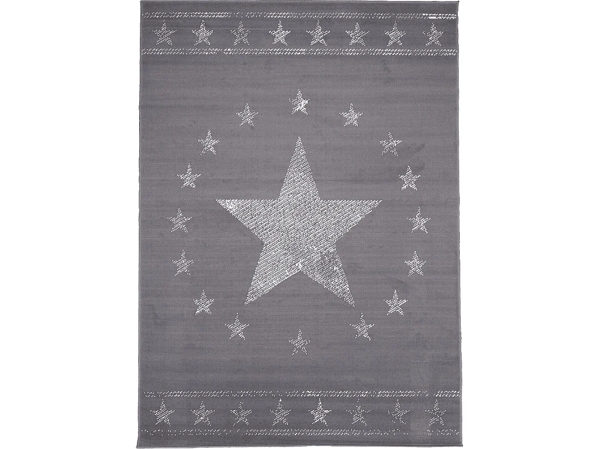 Tapis enfant 60x110 rectangle tissé gris LYN1 1ST START