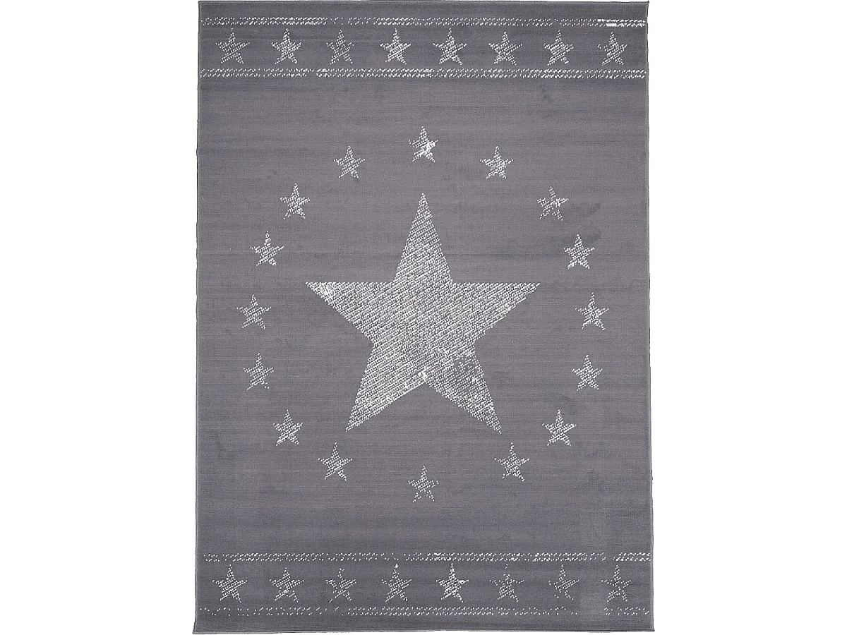 Tapis enfant 60x110 rectangle tissé gris LYN1 1ST START