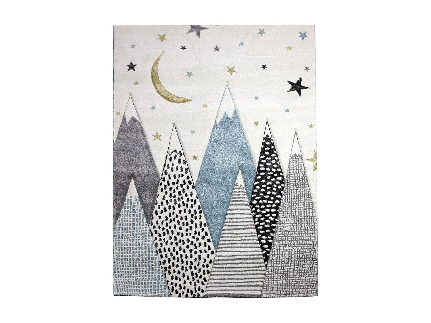 Tapis enfant 120x170 rectangle tissé gris et bleu SNOWSKY