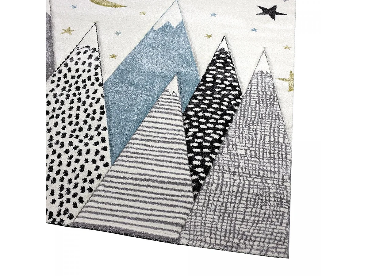 Tapis enfant 120x170 rectangle tissé gris et bleu SNOWSKY