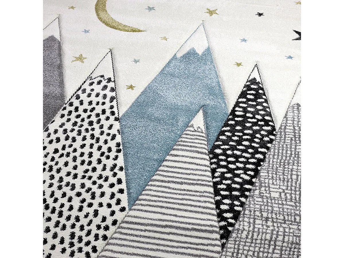 Tapis enfant 120x170 rectangle tissé gris et bleu SNOWSKY