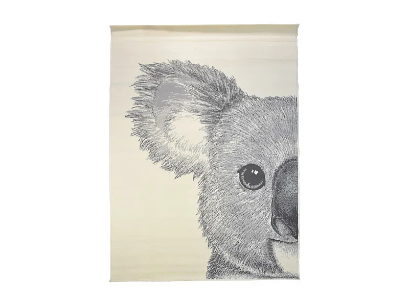 Tapis enfant 160x225 rectangle tissé crème motif animaux LYN1 KOALA