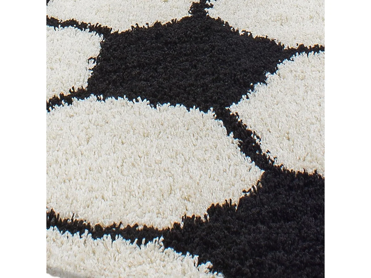 Tappeto per bambini Ø100 cm tessuto rotondo nero e crema SHAGGY FOOT