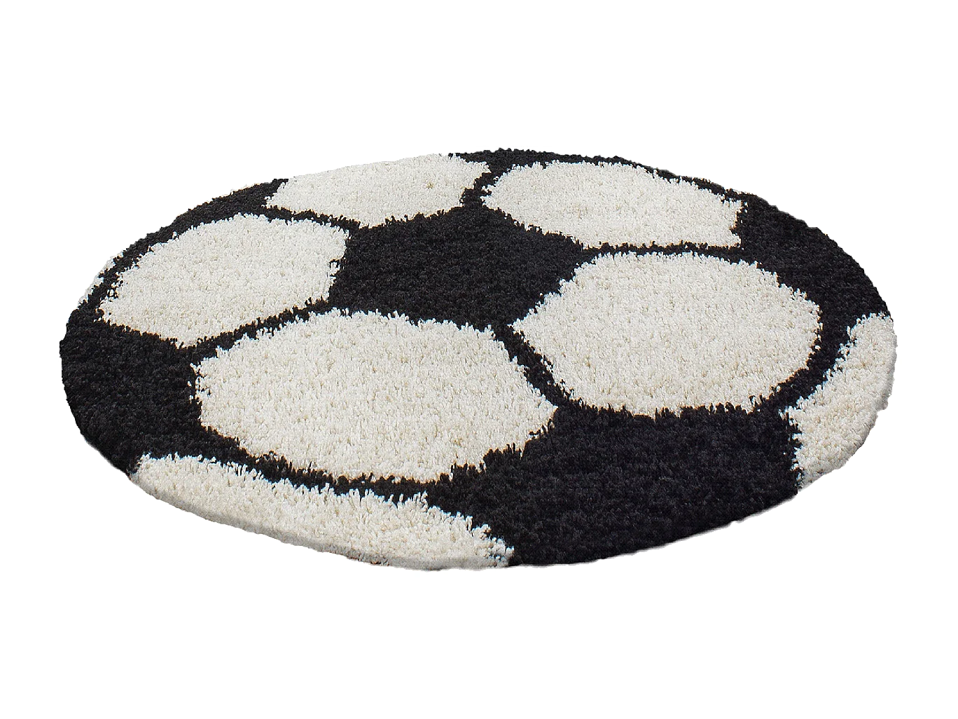 Tappeto per bambini Ø100 cm tessuto rotondo nero e crema SHAGGY FOOT