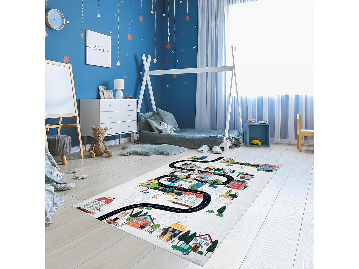 Tapis enfant 80x150 Lavable 30° IMPNUM 21 multicolore