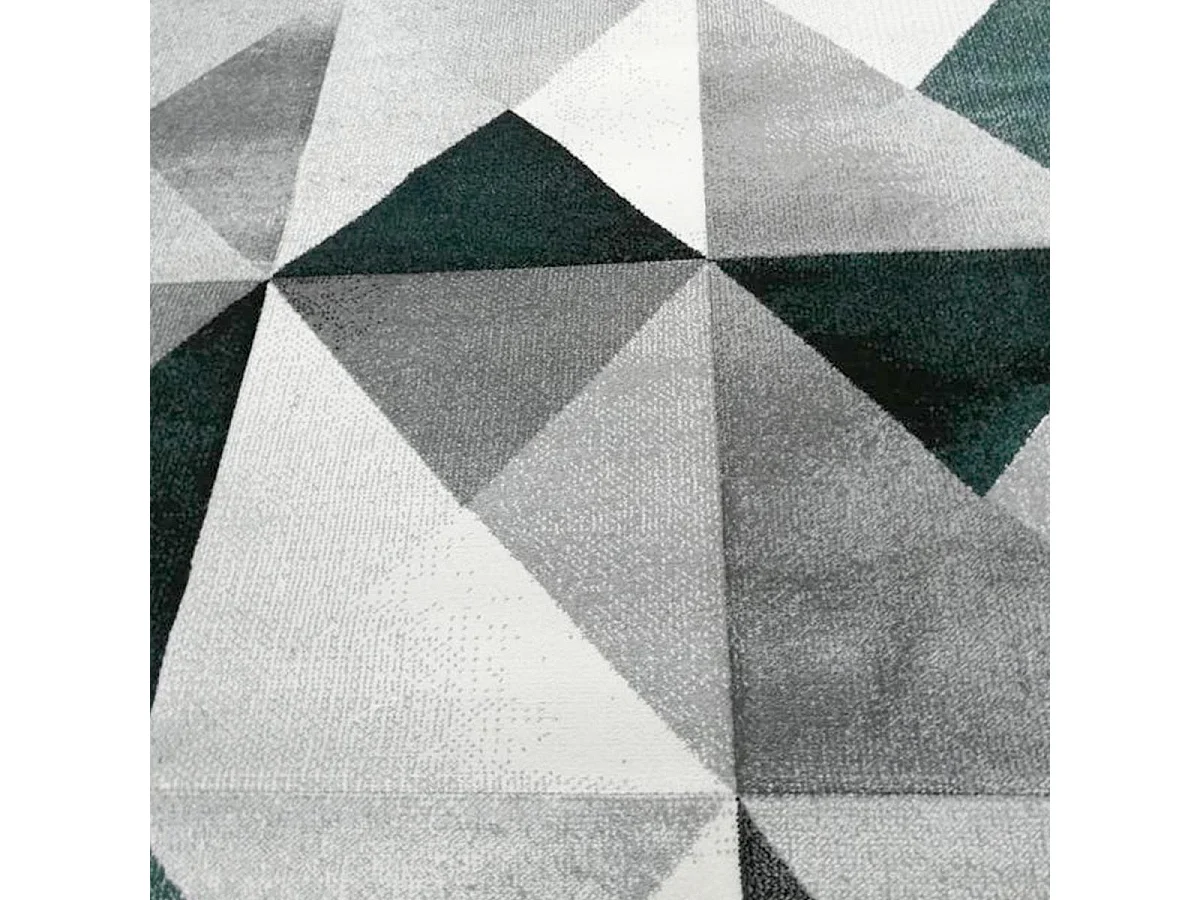 tapis salon 160x230 tissé gris et vert rectangle motif géométrique LYN8 TRANDOU