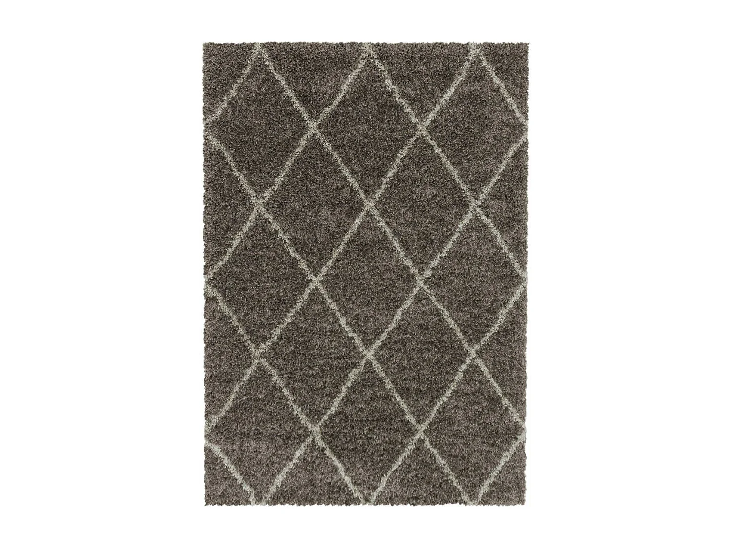 Tapis berbère 60x110 tissé motif losange SHAGGY A taupe