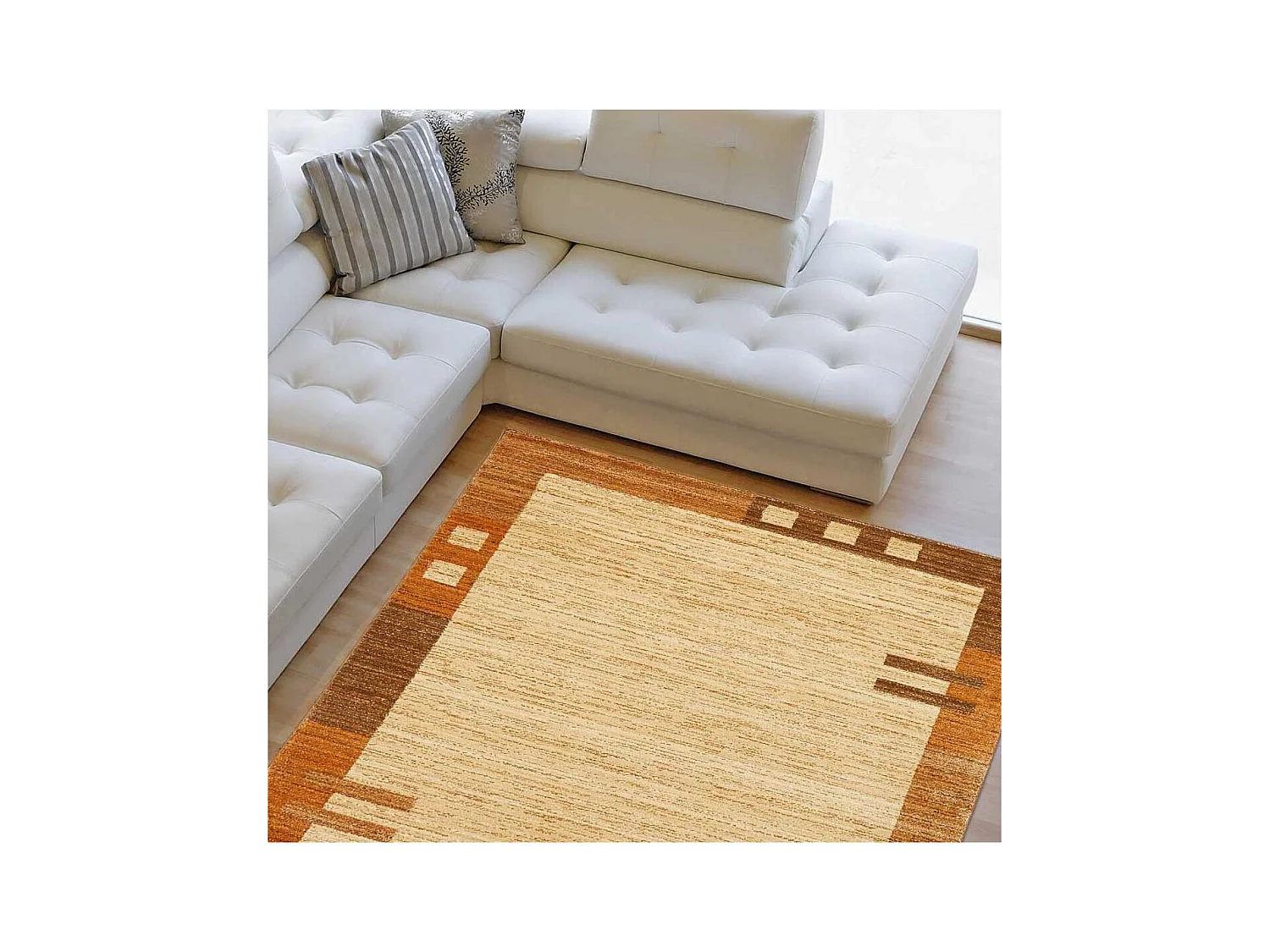 tapis salon 120x180 tissé beige rectangle motif simple CHOBAY 1