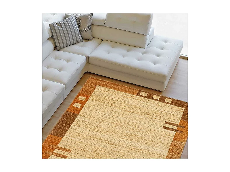 tapis salon 120x180 tissé beige rectangle motif simple CHOBAY 1