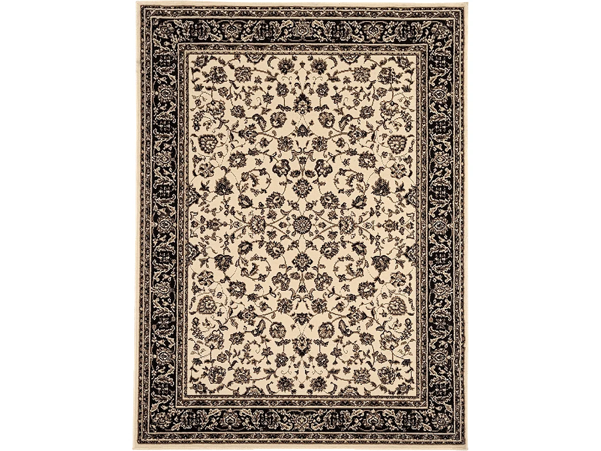 Tapis oriental 120x170 rectangle ivoire tissé motif ancestral LYN1 NOMED