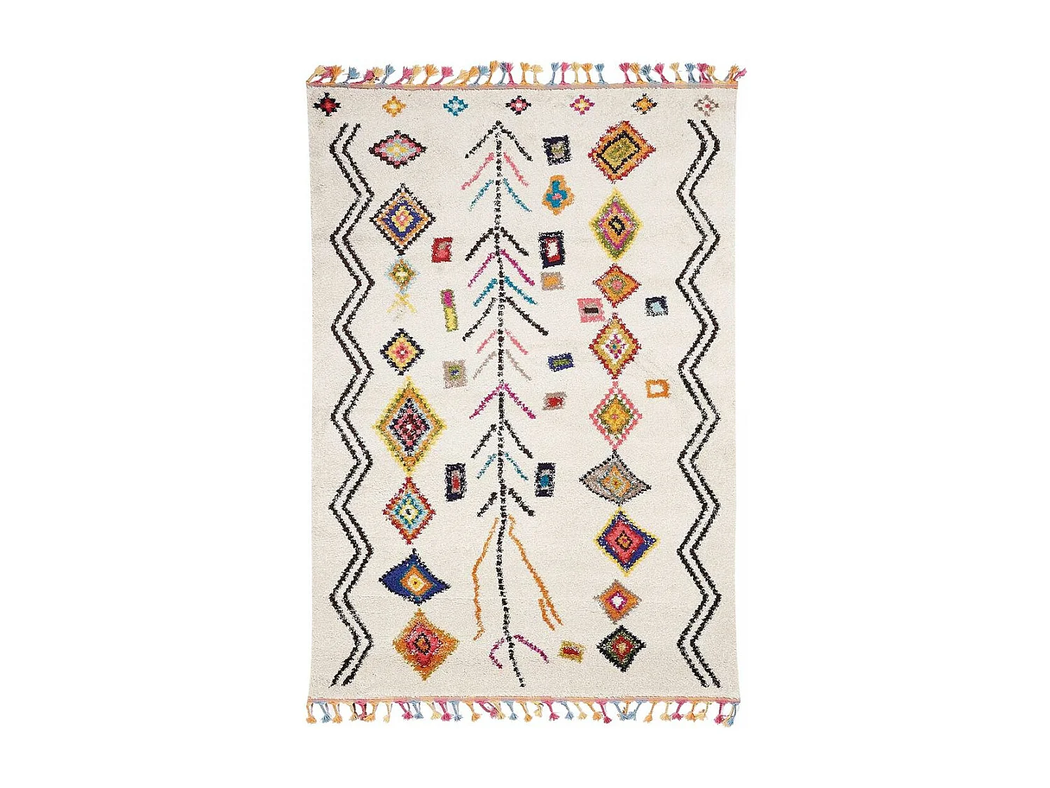 Tapis berbère 160x230 tissé motif ethnic LYN5 OURIKA ivoire