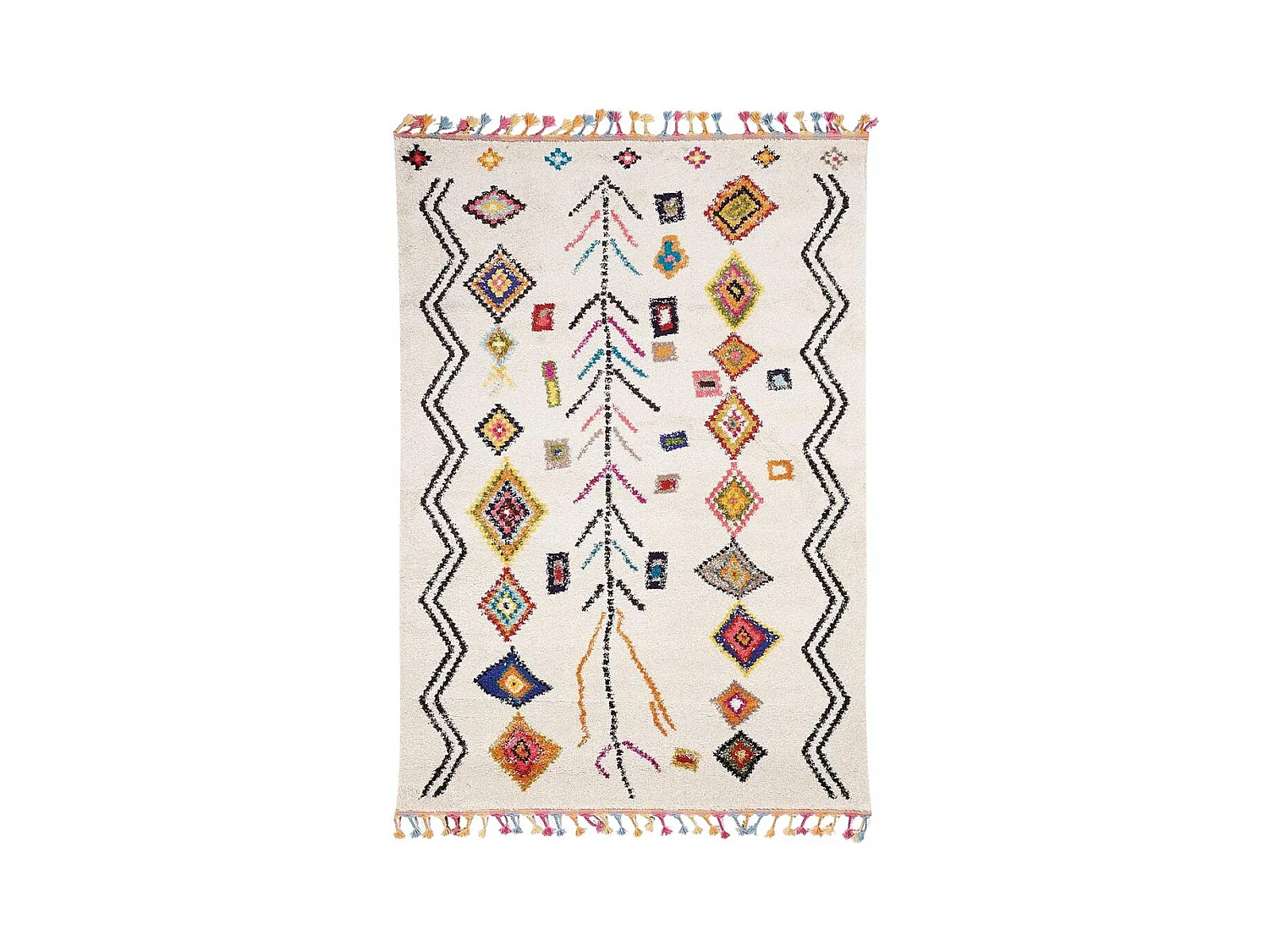 Tapis berbère 160x230 tissé motif ethnic LYN5 OURIKA ivoire