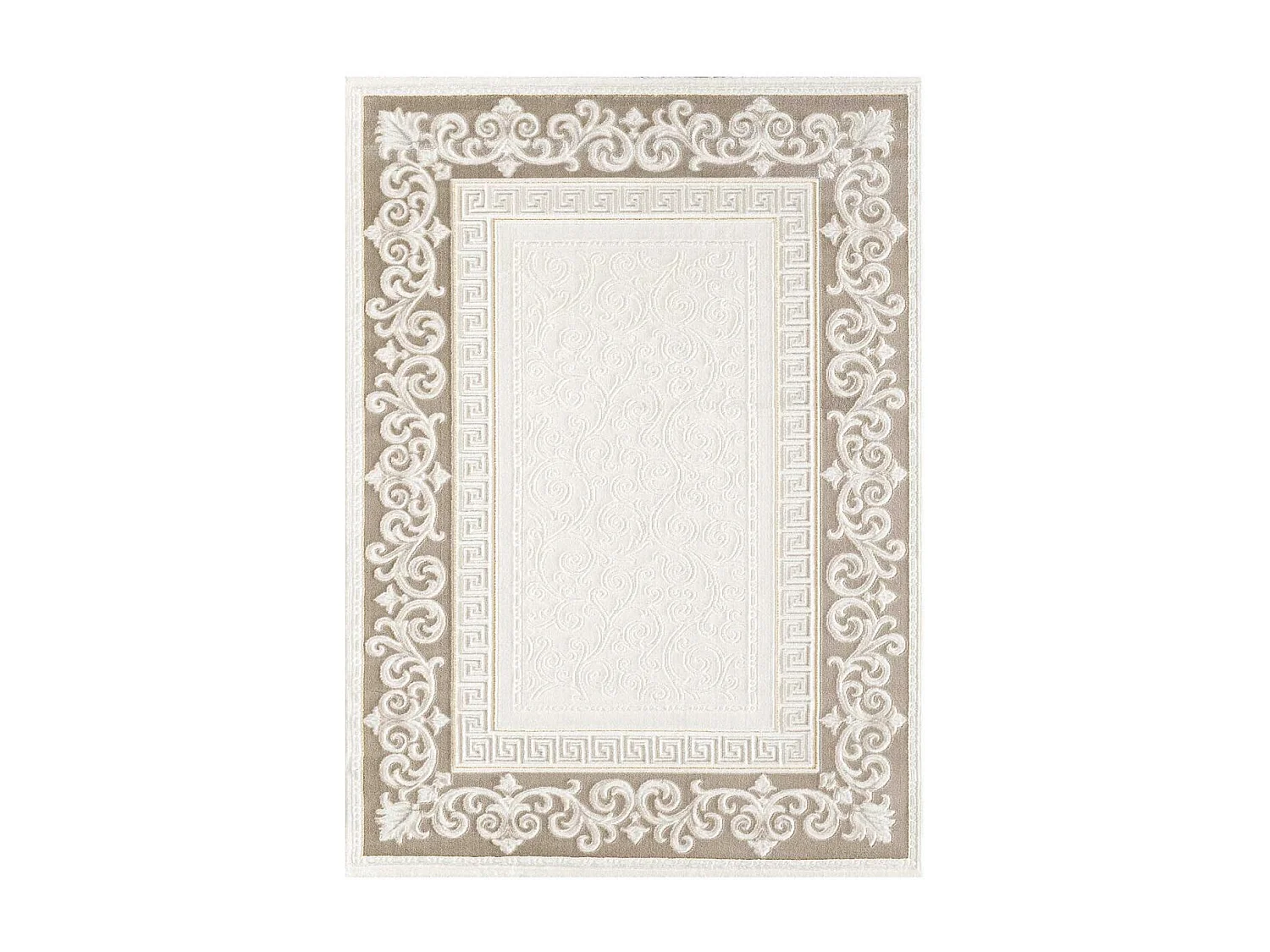 tapis salle à manger 200x280 tissé marron et gris rectangle motif simple LYN7 ASTA