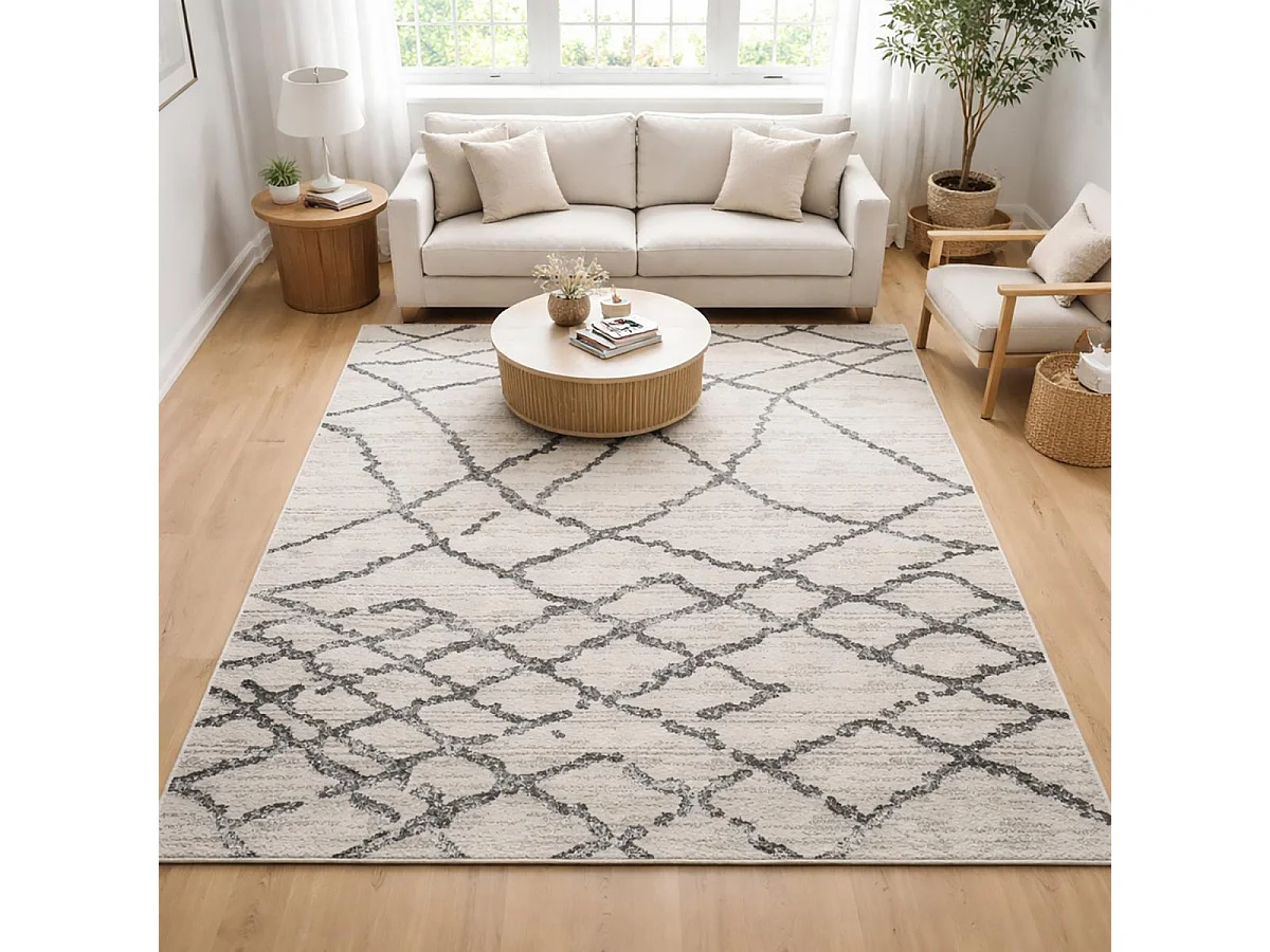 Tappeto berbero 80x150 tessuto modello etnico NALIFO bianco