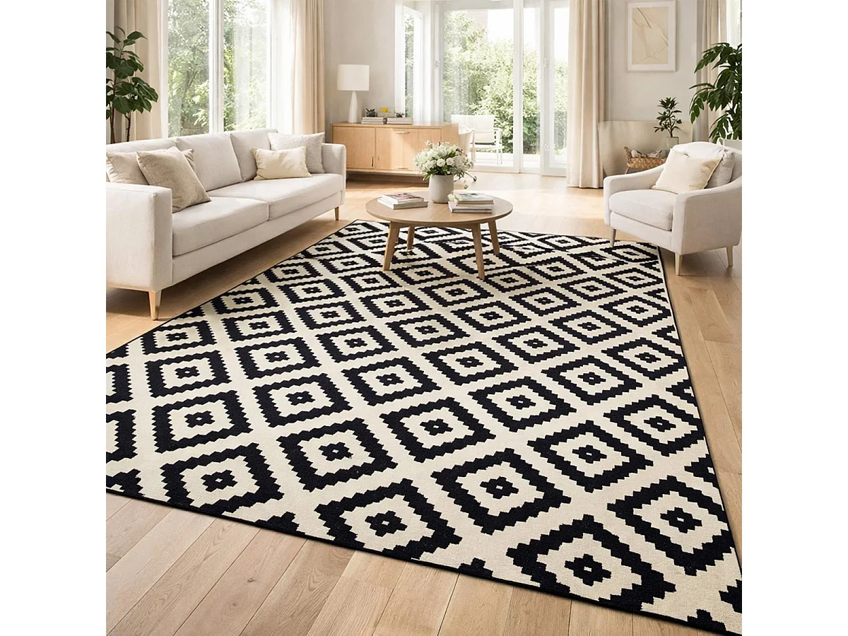 tappeto da soggiorno 160x225 tessuto rettangolo crema modello scandinavo AF1 ROMA