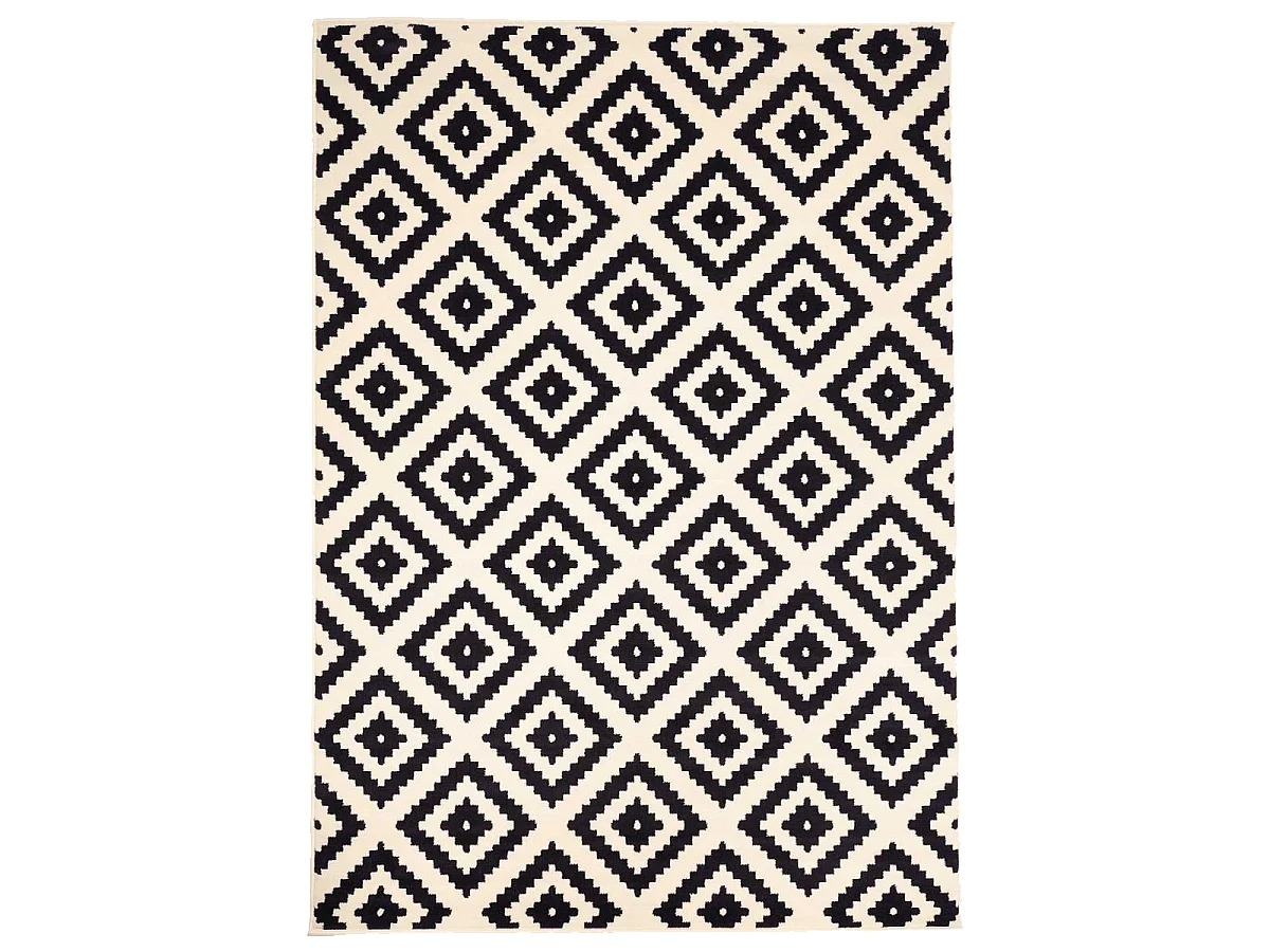 tapis salon 160x225 tissé crème rectangle motif scandinave LYN1 ROMA